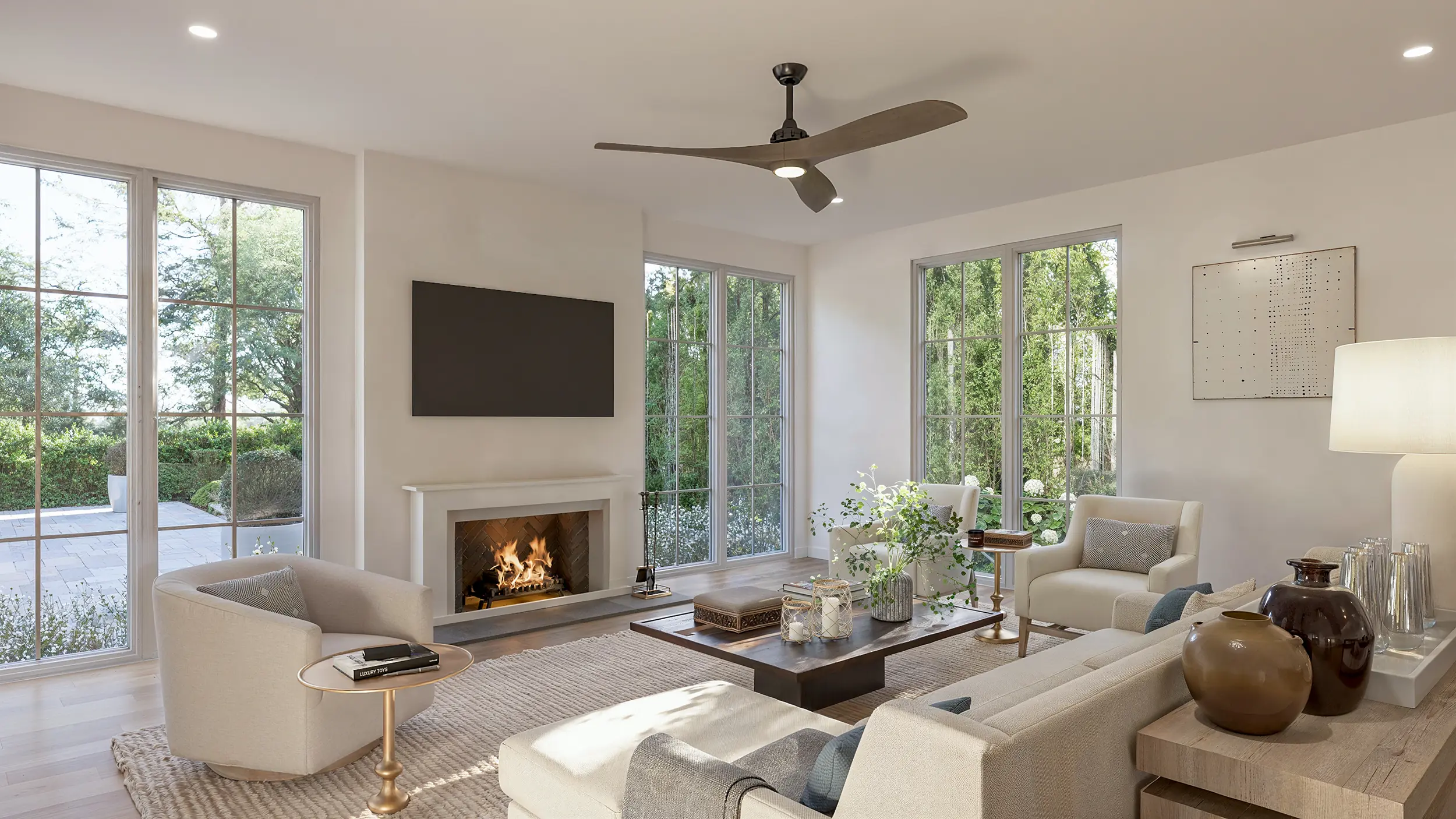 Family room with fireplace at 64 Hillside Road